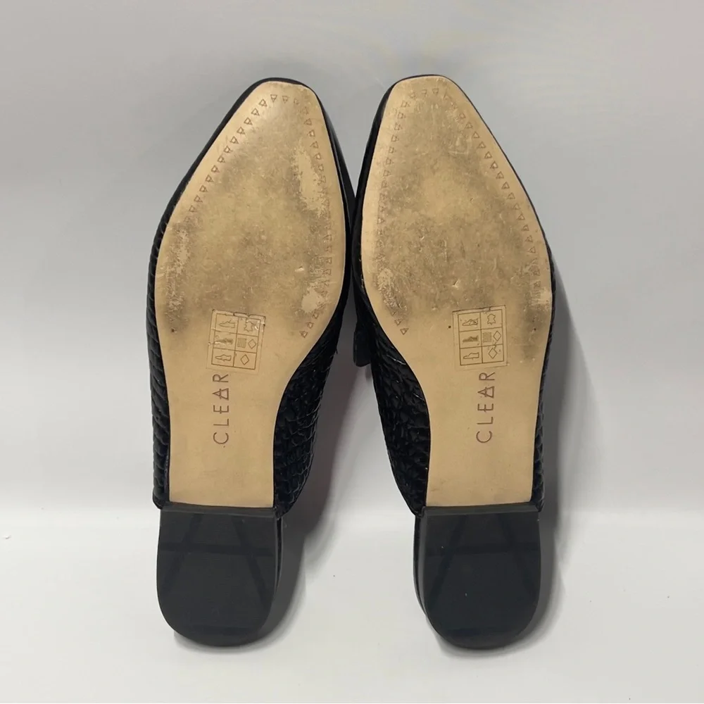 DOLVE VITA Clear Women’s Size 8 Black Slip On Mules. Reptile pattern. Low Heel - Picture 8 of 8